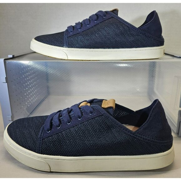 Olukai Women’s PehueaLi Hulu Navy Blue/White Lace-Up Shoes Size 8 - Picture 1 of 16